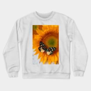 Iridescent Butterfly On Sunflower Crewneck Sweatshirt